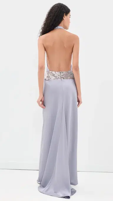 Runaway the Label Marcella Deep Plunge Maxi Dress ilver | Thumbnail 3 Runaway the Label Marcella Deep Plunge Maxi Dress ilver | Thumbnail 3