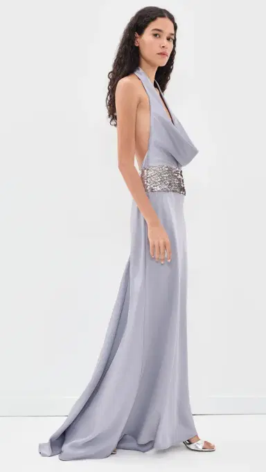 Runaway the Label Marcella Deep Plunge Maxi Dress ilver | Thumbnail 4 Runaway the Label Marcella Deep Plunge Maxi Dress ilver | Thumbnail 4