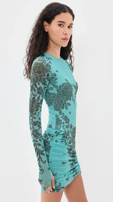 AFRM irza Mini Dress Turquoise Crochet | Thumbnail 4 AFRM irza Mini Dress Turquoise Crochet | Thumbnail 4