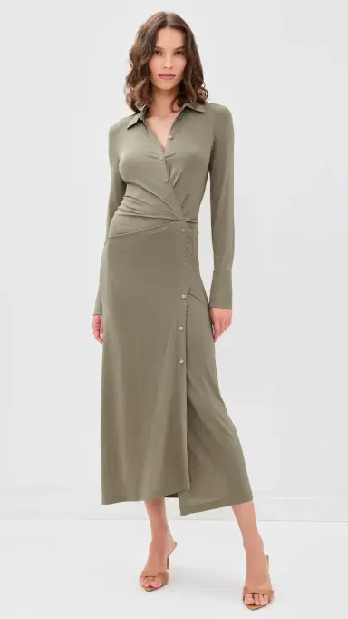 Helmut Lang Twisted Shirt Dress Fallen Rock | Thumbnail 2 Helmut Lang Twisted Shirt Dress Fallen Rock | Thumbnail 2