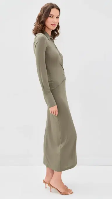Helmut Lang Twisted Shirt Dress Fallen Rock | Thumbnail 4 Helmut Lang Twisted Shirt Dress Fallen Rock | Thumbnail 4