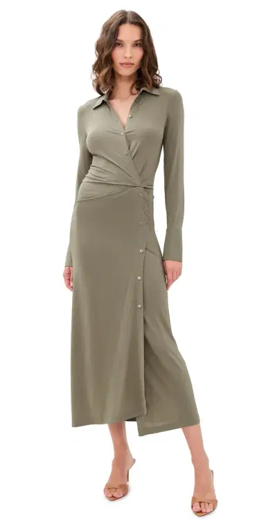 Helmut Lang Twisted Shirt Dress Fallen Rock | Thumbnail 1 Helmut Lang Twisted Shirt Dress Fallen Rock | Thumbnail 1