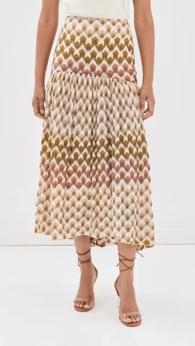 Missoni Long Skirt GOLD AND BEIGE ON WHITE BASE | Thumbnail 2 Missoni Long Skirt GOLD AND BEIGE ON WHITE BASE | Thumbnail 2