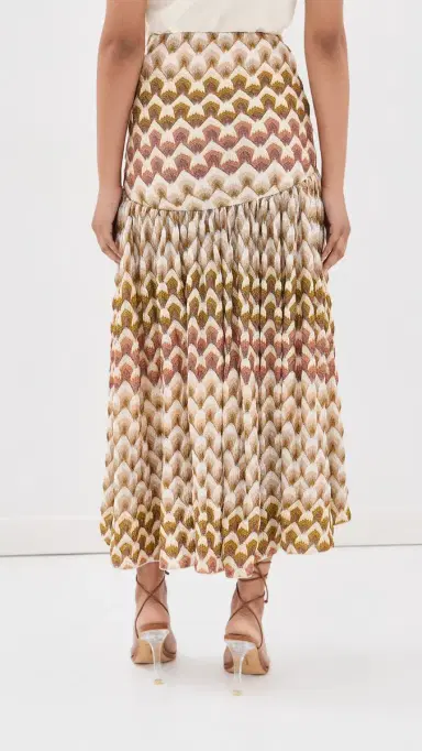 Missoni Long Skirt GOLD AND BEIGE ON WHITE BASE | Thumbnail 3 Missoni Long Skirt GOLD AND BEIGE ON WHITE BASE | Thumbnail 3