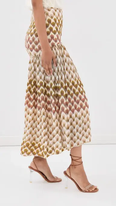 Missoni Long Skirt GOLD AND BEIGE ON WHITE BASE | Thumbnail 4 Missoni Long Skirt GOLD AND BEIGE ON WHITE BASE | Thumbnail 4