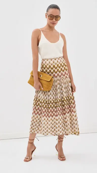 Missoni Long Skirt GOLD AND BEIGE ON WHITE BASE | Thumbnail 5 Missoni Long Skirt GOLD AND BEIGE ON WHITE BASE | Thumbnail 5