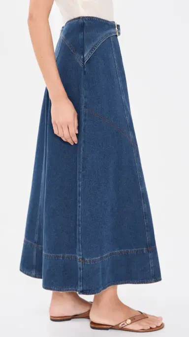 Moon River Belt Buckle Detail Denim Midi Skirt Denim Blue | Thumbnail 4 Moon River Belt Buckle Detail Denim Midi Skirt Denim Blue | Thumbnail 4