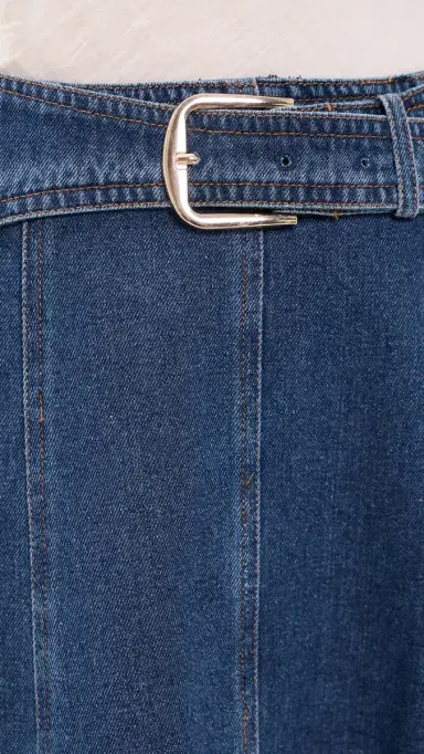 Moon River Belt Buckle Detail Denim Midi Skirt Denim Blue | Thumbnail 6 Moon River Belt Buckle Detail Denim Midi Skirt Denim Blue | Thumbnail 6