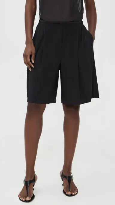 Norma Kamali Mens Pleat Bermuda Shorts Black | Thumbnail 2 Norma Kamali Mens Pleat Bermuda Shorts Black | Thumbnail 2
