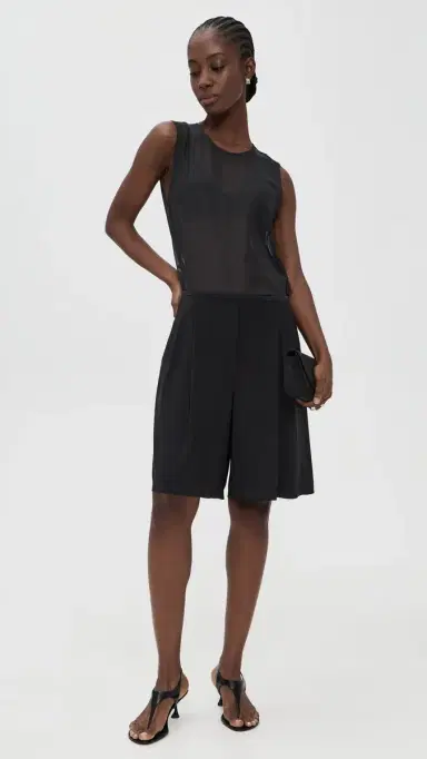 Norma Kamali Mens Pleat Bermuda Shorts Black | Thumbnail 5 Norma Kamali Mens Pleat Bermuda Shorts Black | Thumbnail 5
