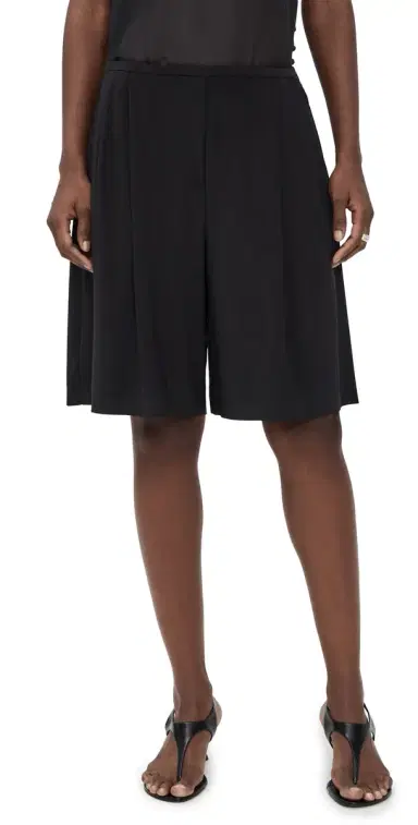 Norma Kamali Mens Pleat Bermuda Shorts Black | Thumbnail 1 Norma Kamali Mens Pleat Bermuda Shorts Black | Thumbnail 1