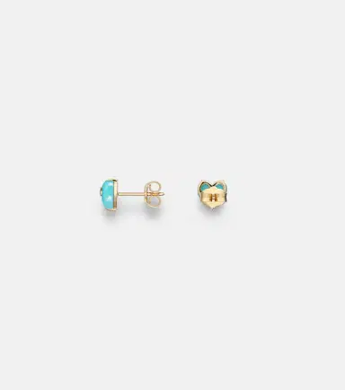 Sydney Evan 14kt gold stud earrings with diamonds and turquoises | Thumbnail 2 Sydney Evan 14kt gold stud earrings with diamonds and turquoises | Thumbnail 2