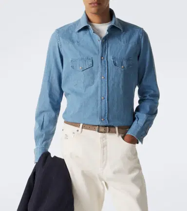 ELEVENTY Denim Western shirt | Thumbnail 3 ELEVENTY Denim Western shirt | Thumbnail 3