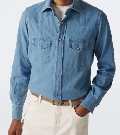 ELEVENTY Denim Western shirt | Thumbnail 7 ELEVENTY Denim Western shirt | Thumbnail 7