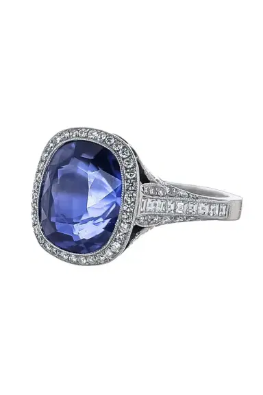 CICADA Blue Sapphire Diamond Halo Ring - Platinum | Thumbnail 5 CICADA Blue Sapphire Diamond Halo Ring - Platinum | Thumbnail 5
