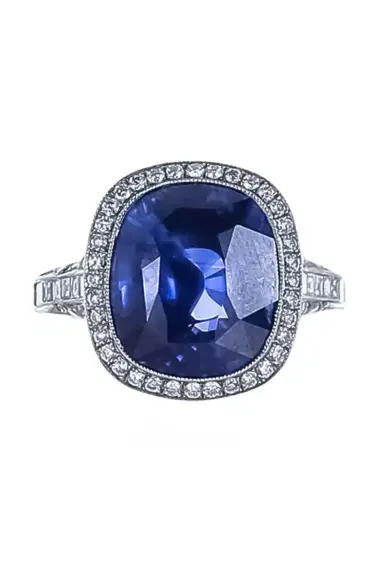 CICADA Blue Sapphire Diamond Halo Ring - Platinum | Thumbnail 1 CICADA Blue Sapphire Diamond Halo Ring - Platinum | Thumbnail 1