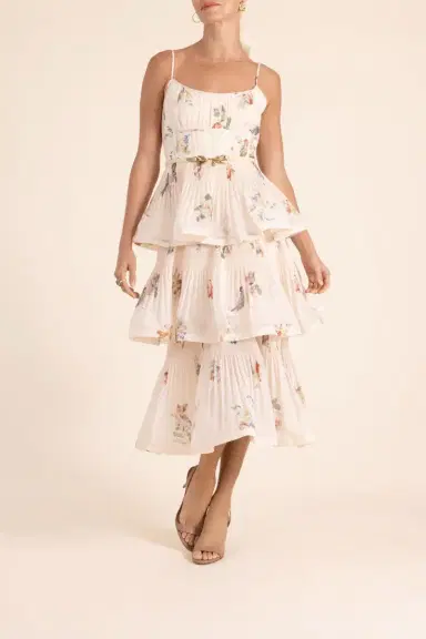 Zimmermann Pleated Tiered Midi Dress | Thumbnail 2 Zimmermann Pleated Tiered Midi Dress | Thumbnail 2