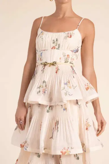 Zimmermann Pleated Tiered Midi Dress | Thumbnail 3 Zimmermann Pleated Tiered Midi Dress | Thumbnail 3