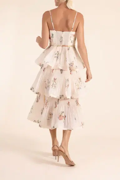 Zimmermann Pleated Tiered Midi Dress | Thumbnail 4 Zimmermann Pleated Tiered Midi Dress | Thumbnail 4