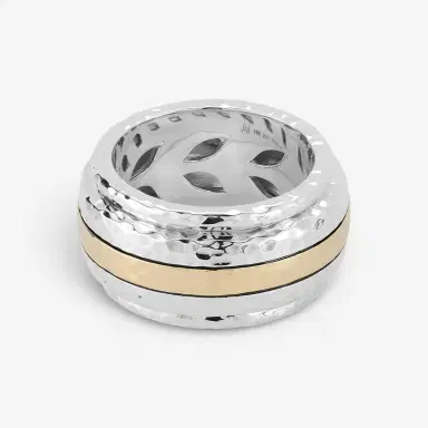 JAI JAI Sterling Silver & 14K Yellow Gold Artisan Hammered Spinner Men's Ring JJH3057MRG - by The Solist | Thumbnail 2 JAI JAI Sterling Silver & 14K Yellow Gold Artisan Hammered Spinner Men's Ring JJH3057MRG - by The Solist | Thumbnail 2