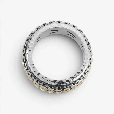 JAI JAI Sterling Silver & 14K Yellow Gold Artisan Textured Men's Ring JJH3056MRG - by The Solist | Thumbnail 3 JAI JAI Sterling Silver & 14K Yellow Gold Artisan Textured Men's Ring JJH3056MRG - by The Solist | Thumbnail 3