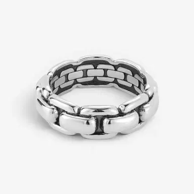 JAI JAI Sterling Silver & 14K Yellow Gold Box Chain Men's Band Ring JJH1045MRG - by The Solist | Thumbnail 3 JAI JAI Sterling Silver & 14K Yellow Gold Box Chain Men's Band Ring JJH1045MRG - by The Solist | Thumbnail 3