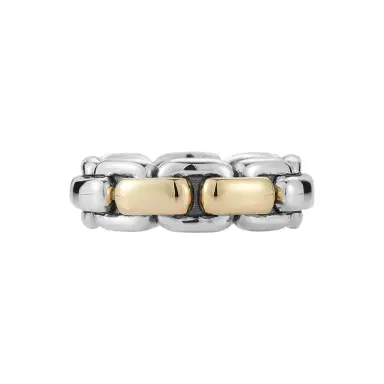 JAI JAI Sterling Silver & 14K Yellow Gold Box Chain Men's Band Ring JJH1045MRG - by The Solist | Thumbnail 1 JAI JAI Sterling Silver & 14K Yellow Gold Box Chain Men's Band Ring JJH1045MRG - by The Solist | Thumbnail 1