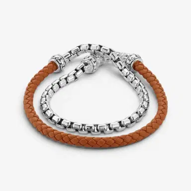 JAI JAI Sterling Silver & Brown Leather Double Wrap Men's Bracelet JJH1046MB-BR - M by The Solist | Thumbnail 2 JAI JAI Sterling Silver & Brown Leather Double Wrap Men's Bracelet JJH1046MB-BR - M by The Solist | Thumbnail 2