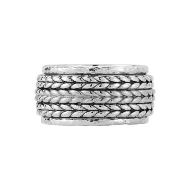 JAI JAI Sterling Silver Artisan Textured Spinner Men's Ring JJH5026MR - by The Solist | Thumbnail 1 JAI JAI Sterling Silver Artisan Textured Spinner Men's Ring JJH5026MR - by The Solist | Thumbnail 1