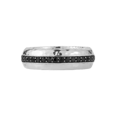JAI JAI Sterling Silver Black Spinel Hammered Men's Band Ring JJH3053MR-BS - by The Solist | Thumbnail 1 JAI JAI Sterling Silver Black Spinel Hammered Men's Band Ring JJH3053MR-BS - by The Solist | Thumbnail 1