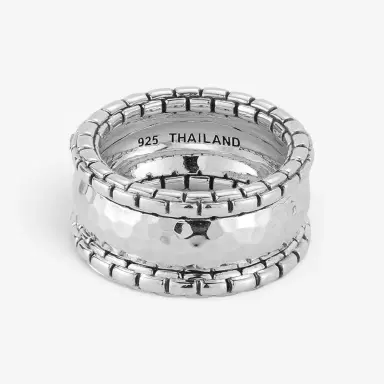 JAI JAI Sterling Silver Hammered Box Chain Men's Ring JJH3033MR - by The Solist | Thumbnail 2 JAI JAI Sterling Silver Hammered Box Chain Men's Ring JJH3033MR - by The Solist | Thumbnail 2