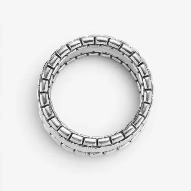 JAI JAI Sterling Silver Hammered Box Chain Men's Ring JJH3033MR - by The Solist | Thumbnail 4 JAI JAI Sterling Silver Hammered Box Chain Men's Ring JJH3033MR - by The Solist | Thumbnail 4