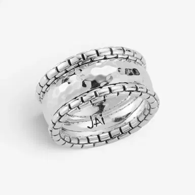 JAI JAI Sterling Silver Hammered Box Chain Men's Ring JJH3033MR - by The Solist | Thumbnail 3 JAI JAI Sterling Silver Hammered Box Chain Men's Ring JJH3033MR - by The Solist | Thumbnail 3