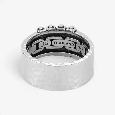 JAI JAI Sterling Silver Hammered Box Chain Men's Ring JJH3034MR - by The Solist | Thumbnail 3 JAI JAI Sterling Silver Hammered Box Chain Men's Ring JJH3034MR - by The Solist | Thumbnail 3