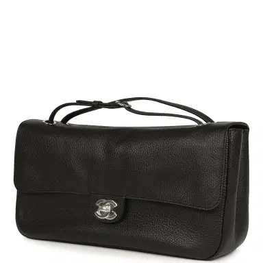 Chanel Chanel Maxi "Souplissimo" Small Flap Bag Black Grained Calfskin Silver Hardware | Thumbnail 3 Chanel Chanel Maxi "Souplissimo" Small Flap Bag Black Grained Calfskin Silver Hardware | Thumbnail 3