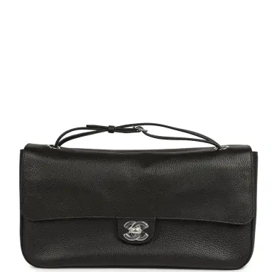 Chanel Chanel Maxi "Souplissimo" Small Flap Bag Black Grained Calfskin Silver Hardware | Thumbnail 1 Chanel Chanel Maxi "Souplissimo" Small Flap Bag Black Grained Calfskin Silver Hardware | Thumbnail 1