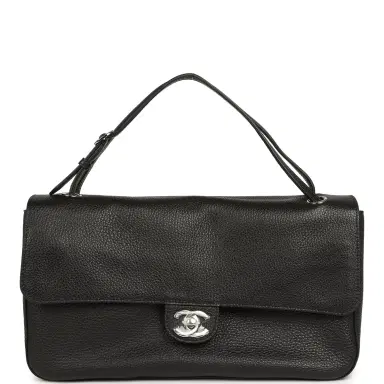 Chanel Chanel Maxi "Souplissimo" Small Flap Bag Black Grained Calfskin Silver Hardware | Thumbnail 1 Chanel Chanel Maxi "Souplissimo" Small Flap Bag Black Grained Calfskin Silver Hardware | Thumbnail 1
