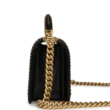 Chanel Chanel Medium Top Handle Braided Boy Bag Black Shiny Lambskin Antique Gold Hardware | Thumbnail 3 Chanel Chanel Medium Top Handle Braided Boy Bag Black Shiny Lambskin Antique Gold Hardware | Thumbnail 3