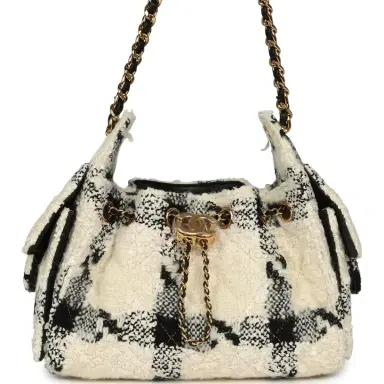 Chanel Chanel Mini 25 Hobo Bag White, Black Tweed Gold Hardware | Thumbnail 1 Chanel Chanel Mini 25 Hobo Bag White, Black Tweed Gold Hardware | Thumbnail 1