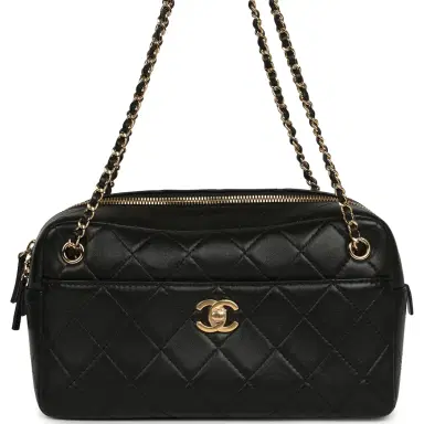 Chanel Chanel Small "Camerissimo" Camera Case Black Lambskin Gold Hardware | Thumbnail 1 Chanel Chanel Small "Camerissimo" Camera Case Black Lambskin Gold Hardware | Thumbnail 1