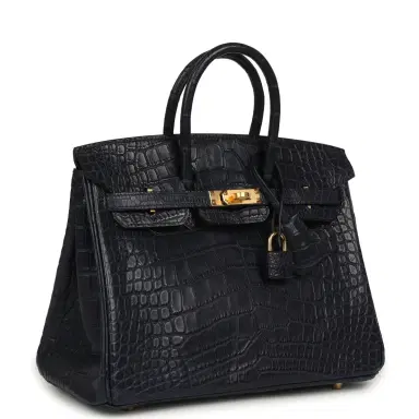 HERMÈS Hermes Birkin 25 Bleu Indigo Matte Alligator Gold Hardware | Thumbnail 2 HERMÈS Hermes Birkin 25 Bleu Indigo Matte Alligator Gold Hardware | Thumbnail 2