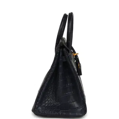 HERMÈS Hermes Birkin 25 Bleu Indigo Matte Alligator Gold Hardware | Thumbnail 3 HERMÈS Hermes Birkin 25 Bleu Indigo Matte Alligator Gold Hardware | Thumbnail 3