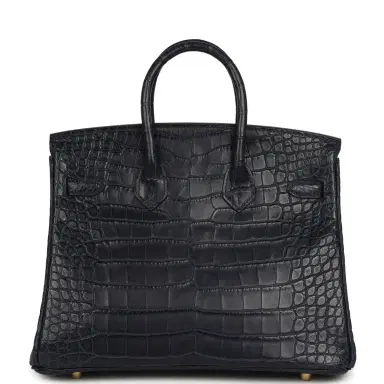 HERMÈS Hermes Birkin 25 Bleu Indigo Matte Alligator Gold Hardware | Thumbnail 4 HERMÈS Hermes Birkin 25 Bleu Indigo Matte Alligator Gold Hardware | Thumbnail 4