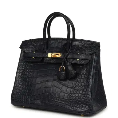 HERMÈS Hermes Birkin 25 Bleu Indigo Matte Alligator Gold Hardware | Thumbnail 5 HERMÈS Hermes Birkin 25 Bleu Indigo Matte Alligator Gold Hardware | Thumbnail 5