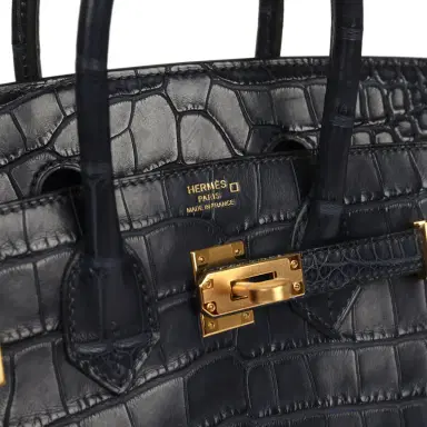 HERMÈS Hermes Birkin 25 Bleu Indigo Matte Alligator Gold Hardware | Thumbnail 7 HERMÈS Hermes Birkin 25 Bleu Indigo Matte Alligator Gold Hardware | Thumbnail 7