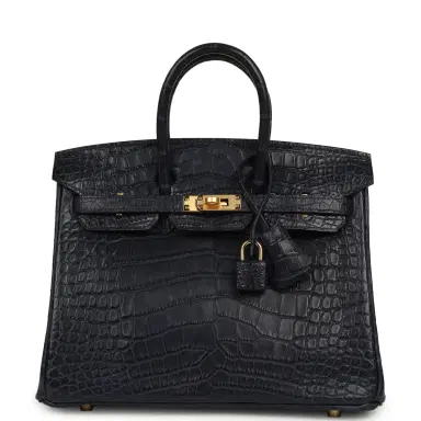 HERMÈS Hermes Birkin 25 Bleu Indigo Matte Alligator Gold Hardware | Thumbnail 1 HERMÈS Hermes Birkin 25 Bleu Indigo Matte Alligator Gold Hardware | Thumbnail 1