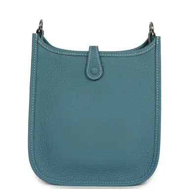 HERMÈS Hermes Evelyne TPM Blue Jean Clemence Palladium Hardware | Thumbnail 4 HERMÈS Hermes Evelyne TPM Blue Jean Clemence Palladium Hardware | Thumbnail 4