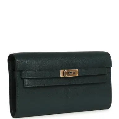 HERMÈS Hermes Kelly Wallet To Go Vert Cypress Chevre Chamkila Electrum Hardware | Thumbnail 2 HERMÈS Hermes Kelly Wallet To Go Vert Cypress Chevre Chamkila Electrum Hardware | Thumbnail 2