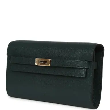 HERMÈS Hermes Kelly Wallet To Go Vert Cypress Chevre Chamkila Electrum Hardware | Thumbnail 6 HERMÈS Hermes Kelly Wallet To Go Vert Cypress Chevre Chamkila Electrum Hardware | Thumbnail 6