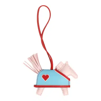 HERMÈS Hermes Rodeo Robeo Coeur Charm PM Rose Darling, Bleu Celeste & Rouge Radieux Milo Lambskin | Thumbnail 2 HERMÈS Hermes Rodeo Robeo Coeur Charm PM Rose Darling, Bleu Celeste & Rouge Radieux Milo Lambskin | Thumbnail 2